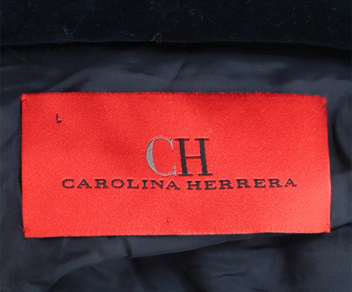 Carolina Herrera Navy Velvet Puffer Coat sz 10